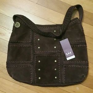 NWT The Sak Suede & Crochet Shoulder Bag